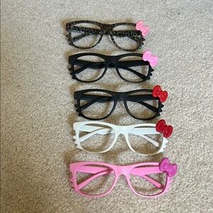 Set of Five Cute Glasses with Bow Accents